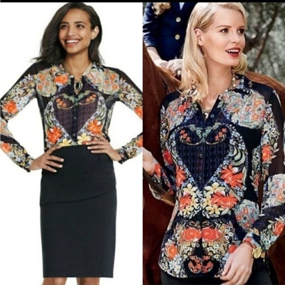 Cabi Amour Floral Blouse 3072 Multicolor Top Medium